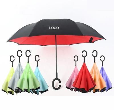 China New Arrival High Quality Reverse Umbrellas Folding Reverse Umbrellas Double Layer Windproof Umbrella For Outdoor Car Rain With C-shaped Handle for sale