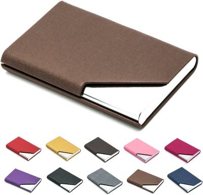 China PU Leather Coated Leather Stainless Steel Business Name High Quality Luxury Multi Card Holder for sale