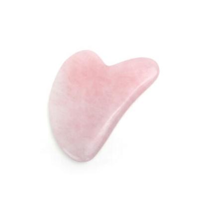 China High Quality Natural Jade Rose Pink Quartz Stone Heart Shaped Massage Gua Sha Tip Tool for sale