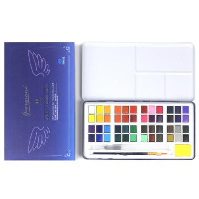 China Wide Color Selection Free Gifts Giorgione G-1648A Solid Water Color Watercolor Paint Set With Blue and Black Tin Box for sale