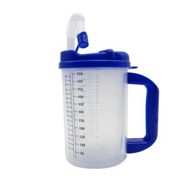 China Sustainable Water Tracking Hospital Plastic Insulated Cup For Daily Intake Measuring With Straw And Swivel Lid for sale