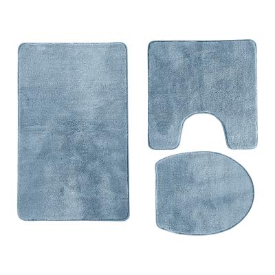 China Durable Cheap Custom Printing Anti Slip Polyester Bathroom Cover Set Bath Mat Bath Floor Mat for sale