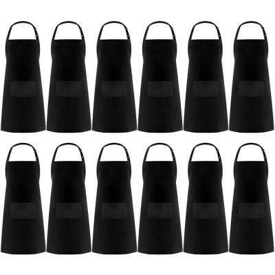 China Eco-friendly/Durable/Washable Cheap Custom Printing Adjustable Black Kitchen Cooking Black Apron Bib Apron Set for sale