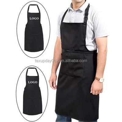 China Customized Promotional Eco-Friendly/Durable/Washable Polyester Cotton Men Garden Apron Pocket Chef Cooking Kitchen Apron For Man for sale