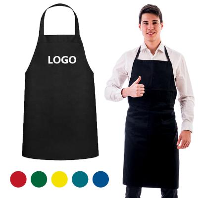 China New Design Customer Logo Cotton Polyester Pure Color Eco-friendly/Durable/Washable Black Cooking Man Vegetable Garden Bib Apron for sale