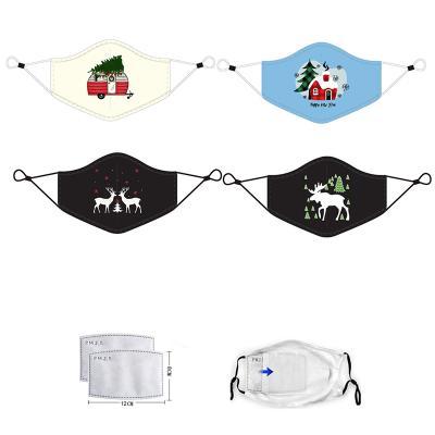 China Eco-friendly White Printed Reusable Washable Face Mask Christmas Cloth Custom Face Mask Cotton Facemask Logo Mask for sale