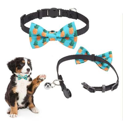 China Whloesale Christmas pattern size polyseter custom padded dog and cat grooming collar with a bow tie for sale