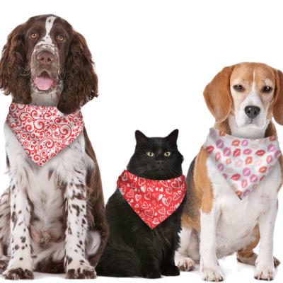 China Viable Wholesale Fashion Design Halloween Valentine's Day Printed Pet Bibs Scarf Bandana For Dog for sale