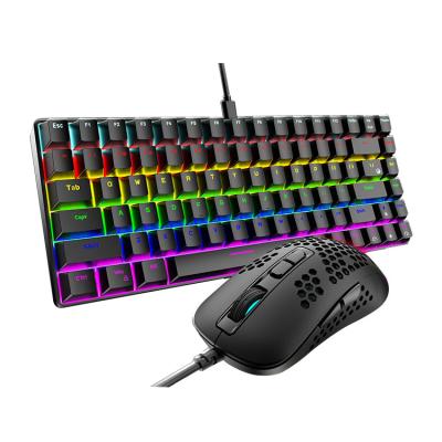 중국 Rainbow Backlit Keyboard Mouse Combos 84 Keys Pc Keyboard Tablet Notebook Rgb Gaming Mechanical Keyboard 판매용