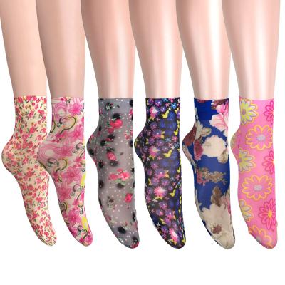 China OEM Amazon Breathable Ultrathin Wholesale High Elasticity Flower Printing Comfortable Breathable Stockings for sale