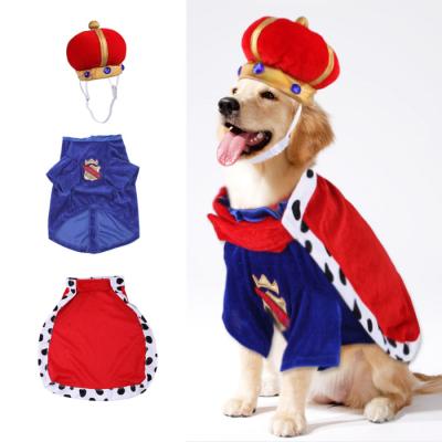 China Viable Newcomer Pet Birthday Happy King Cloak Accessory Set Party Supplies Cat Hoodies Hat Puupy Clothes French Bulldog for sale