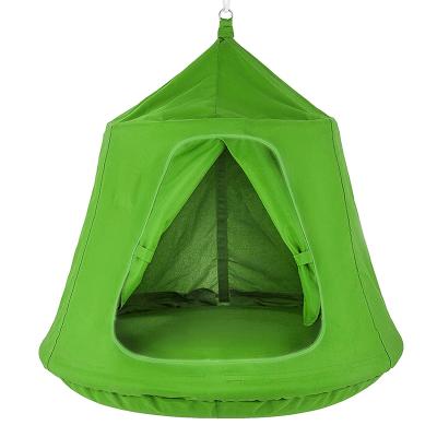 China Toy New Soft Design Outdoor Tents Green Tree Hanging Kids Play Tent Tree Hammock Tent With LED Lights for sale