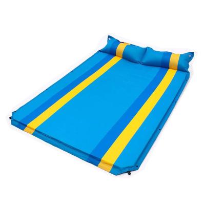 China High Temperature Resistance Air Mattress Foldable Waterproof Self Inflatable Camping Mat Double With Pillow For Beach Park Summer Festival for sale