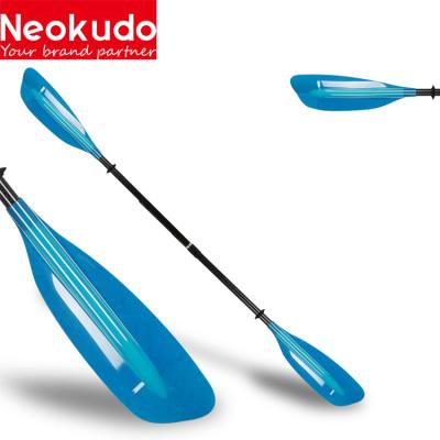 China Lightweight ; Anti-skid; Manufacture Kayak Paddle Adjustable Lightweight Fiberglass Blade Carbon Shaft Customized Logo 2 Pieces Clear Paddle for sale