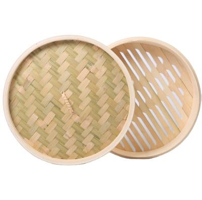 China 2021 Best Seller Round Shape Eco-friendly Natural Bamboo Steamer Basket Sustainable 10 Inch Bamboo Food Steamer for sale