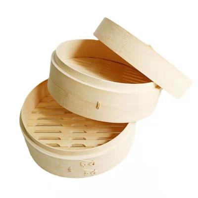 China Factory direct sale viable chinese dumplings and buns bamboo steamer 10 inch set bamboo steamer with customized logo for sale