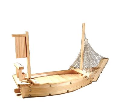 China Pine Wood Sustainable Japanese Sushi Makers Decoration Color Nature Tray Restaurant Wooden Boat For Sale for sale