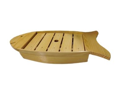 China 2022 Cheap Sustainable And Varnish Pine Wood Boat Shape Sushi Tray Soft Natural Food Use Easy Cleaning for sale