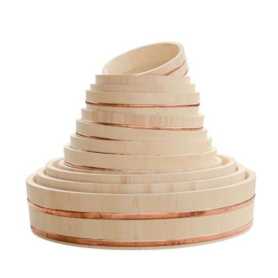 China China Sustainable Supplier Good Quality Wooden Mixing Sushi Rice Tub With Japanese Copper Circle Barrel for sale