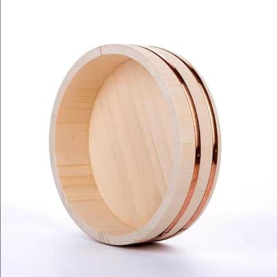 China China Supplier High Quality Sustainable Top Wooden Sushi Rice Mixing Tub With Japanese Copper Circle Barrel for sale