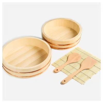 China China Supplier High Quality Sustainable Top Wooden Sushi Rice Mixing Tub With Japanese Copper Circle Barrel for sale