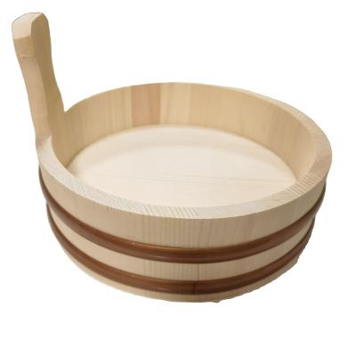 China 2022 Hot Selling Nature Sushi Color Sustainable High Quality Wooden Tub Dish Distinctive Food Tray With Handle for sale