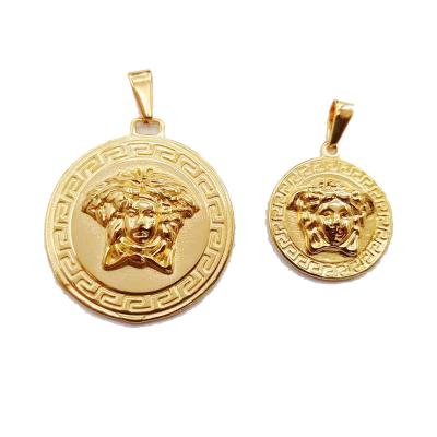 China 2022 Vintage Gold Medusa Charm Pendant Hot Stainless Steel Greek Legends People Face Necklace Hip Hop Wholesale for sale