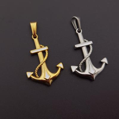 China 2022 Factory New Design Vintage Gold Anchor Stainless Steel Anchor Charm Necklace Hip Hop Pendant Punk For Men Sailors Fashion for sale