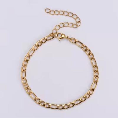 China Vintage 3mm 14K 18K Figaro Chain Stainless Steel Gold Plated Bracelet For Women Men Minimalist Figaro Anklet Chain Design Fashion Jewelry New for sale