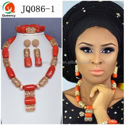 China Latest Queency Elegant Beads Designs Haute Couture Arab African Wedding Jewelry Set Bridal for sale