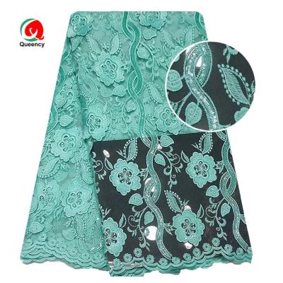 China 2020 New Design African French French Net Tulle Lace Mesh Fabric Embroidery Viable Lace Fabric With Bead for sale