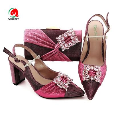 China Beautiful Waterproof African Italian Shoe MATCHI bag with pearl and stones shoes and bags to match bridal shoe for sale