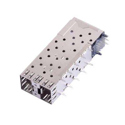 中国 SFP CAGE 2X1 port PRESS FIT fiber optic connector WITH LIGHTPIPE SFP CAGE 2X1 販売のため