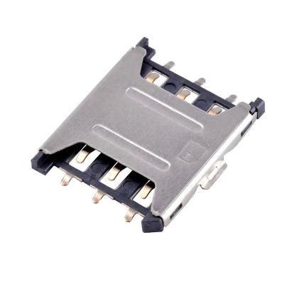 中国 Push-Push Type 1.35 Nano PCB Sim Card 6Pin Card Slot Holder Connector Mobile Phone Card Slot Socket 販売のため