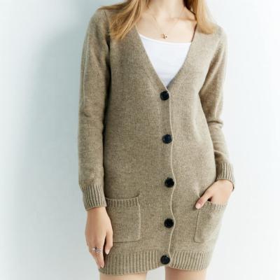 China Anti-wrinkle Factory V-Neckline Cardigan Sweater Merino Wool Sweater Warm Soft Knitted Long Sleeve Sweater for sale