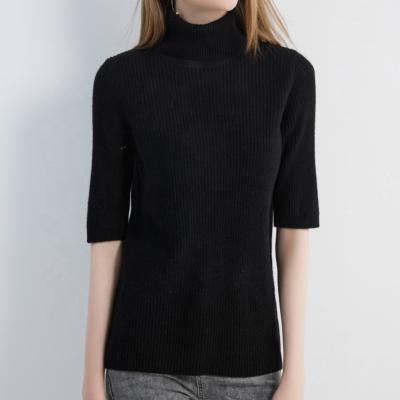 China 2023 Anti-wrinkle Women Turtle Neck Short Sleeve Sweaters Merino Wool Spring Summer Casual Knitted Clothes for sale