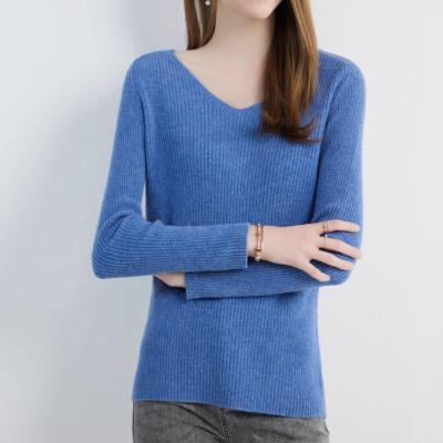 China New Anti-Wrinkle Clothes Long Sleeve Designer V-Neck Wool Pullover Knitted Sweater For Women for sale