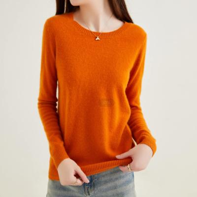 China Autumn Sheer Crewneck Sweater Anti-Wrinkle Custom Women's Cashmere Sleeve Knitwear Casual Pullover for sale