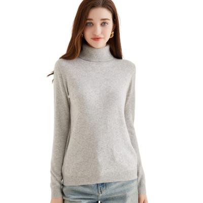 China Anti-wrinkle high quality women turtle neck pure cashmere sweater casual knitted sweater clothes for sale