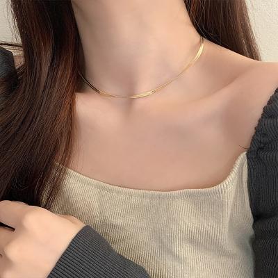 China Simple Choker Necklace Environmentally Friendly Gold Plated Flat Snake Bone Choker Necklace Snake Chain Necklace for sale