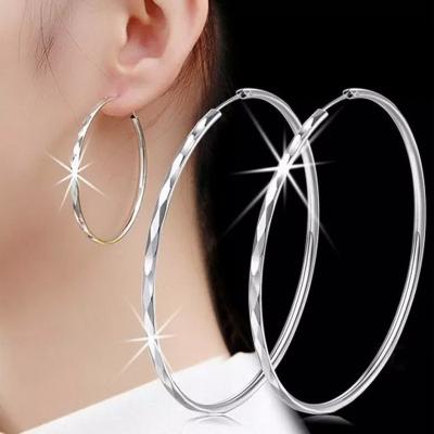 China Environmental Friendly Tassels Wholesale Fashionable Jewelry Silver Large Circle Earrings Big Circle Dangle Circle Earrings For Women for sale