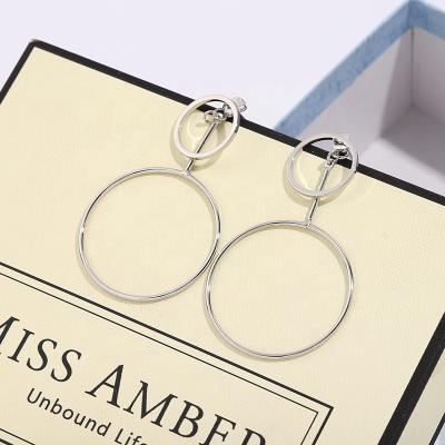 China 2021 high quality double circle drop earrings round earrings plated unique fashionable alloy circle drop earrings for sale