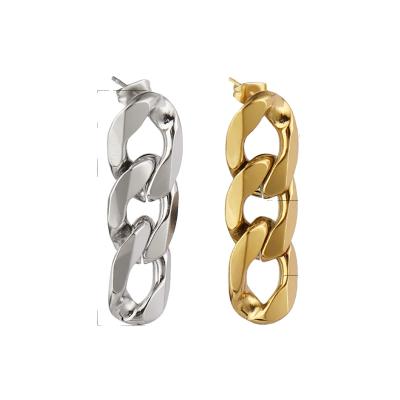 China Environmental Friendly Stainless Steel Earrings Jewelry For Women Geometric Ear Ring Drop Earrings Men Cuban Chain Earrings for sale