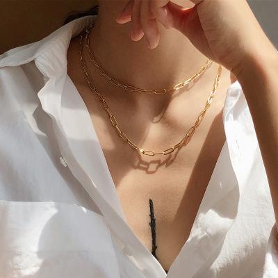 China Stainless Steel Stretching Collares Collares Clavicle Chain Environmentally Friendly Cuban Link Chain Choker Collares 2021 Restriction Rope for sale