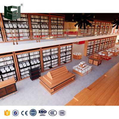 China Flsm Customized/OEM/ODM Convertible Wood Display Showroom Fixtures Shelf Props Store Racking Display Racks Stand Up Bookcase Furniture for sale