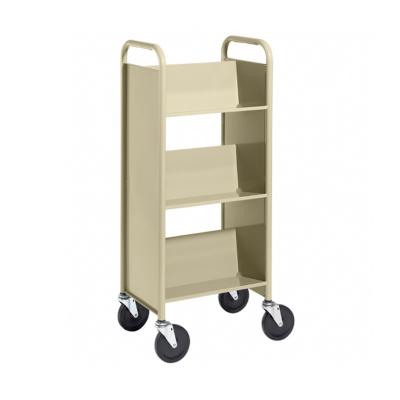 China Traditional FLSM Customized Bookstore Double Sided Multifunctional Book Cart For Bookstore for sale