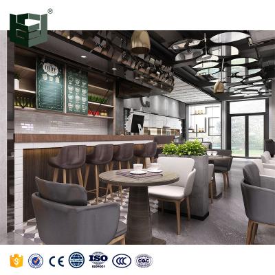 China Flsm Customized/OEM/ODM Customized/OEM/ODM Coffee Display Products Wooden Counter Table Chair Bar Sofa Display Bench AD Frame for sale