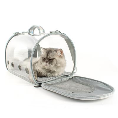 China Sustainable Pet Backpack Transparent Breathable Dog Cat Carrier Travel Bag for sale