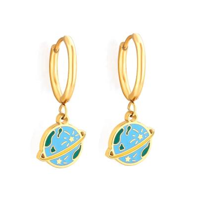 China 2022 New Fashion Stainless Steel All-match Creative Cartoon Planet Circle Earrings Planet Circle Earrings For Women for sale