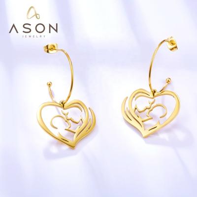 China 2022 Fashion All-match Fashion Jewelry 18k Gold Plated Earrings Stainless Steel Jewelry C Shape Hollow Stainless Steel Heart Earrings Women for sale